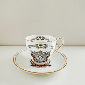 Queen Elizabeth II 1953 Coronation Royal Stafford Teacup & Phoenix Saucer Set